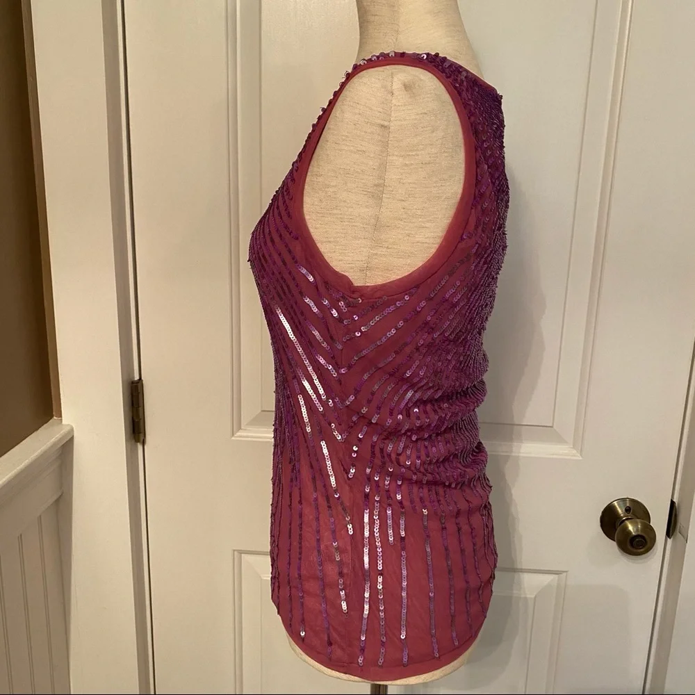TINTORETTO TOP TANK SLEEVELESS PURPLE SEQUINS Size S